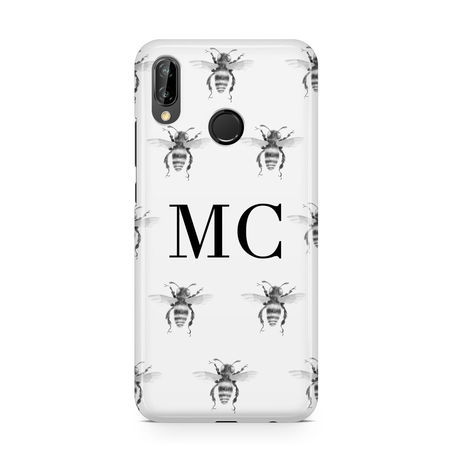 Monochrome Bees with Monogram Huawei P20 Lite Phone Case