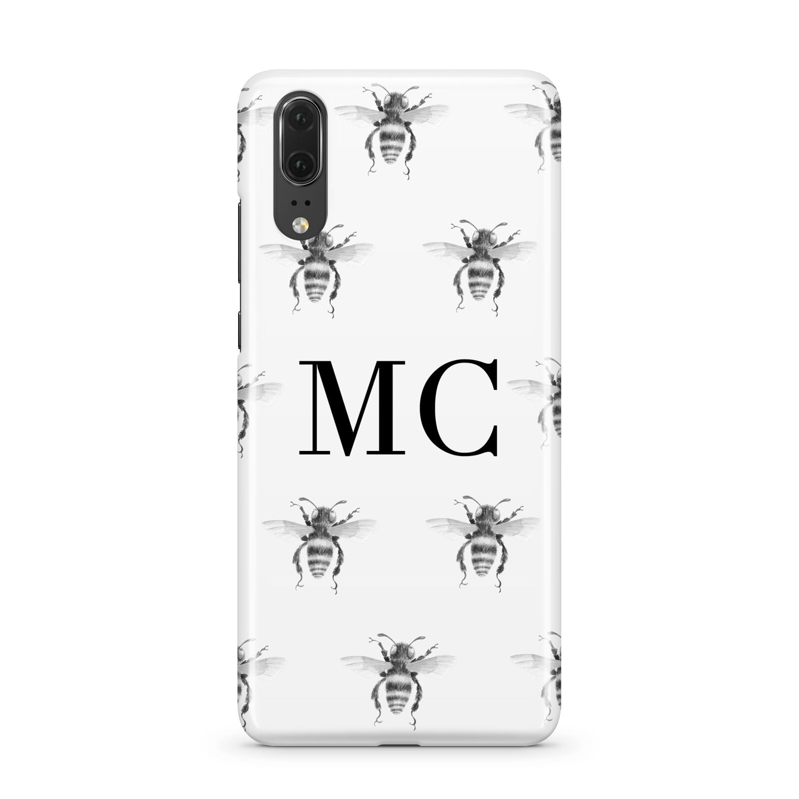 Monochrome Bees with Monogram Huawei P20 Phone Case