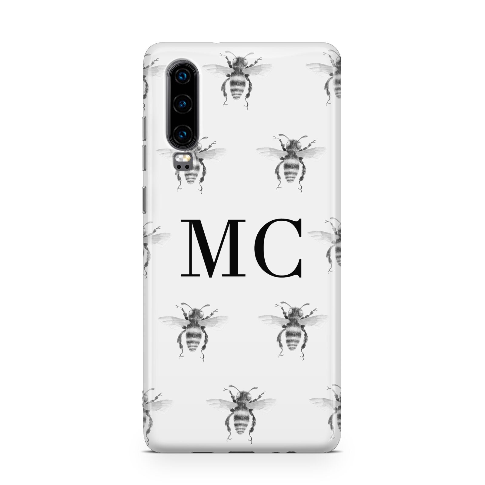 Monochrome Bees with Monogram Huawei P30 Phone Case