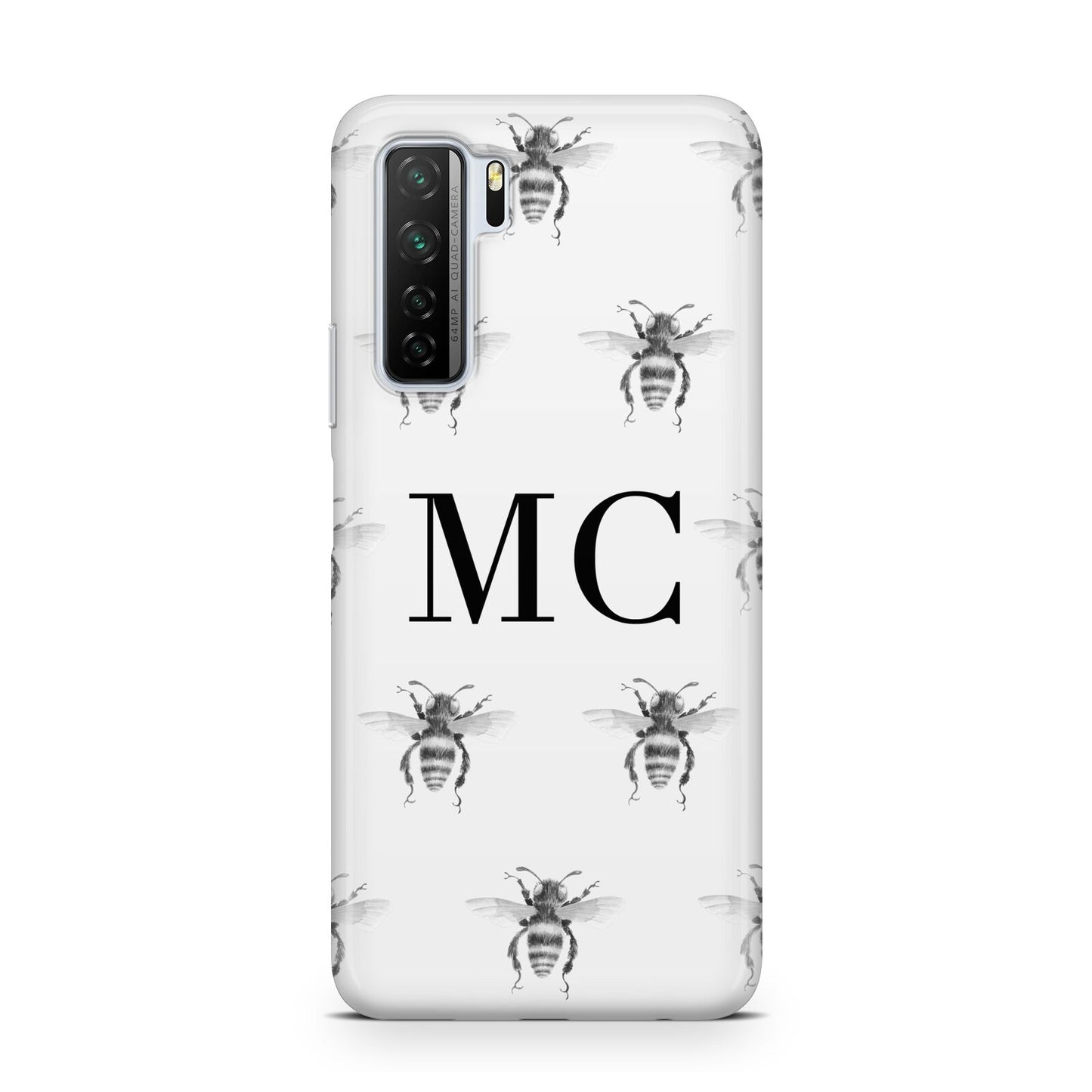 Monochrome Bees with Monogram Huawei P40 Lite 5G Phone Case