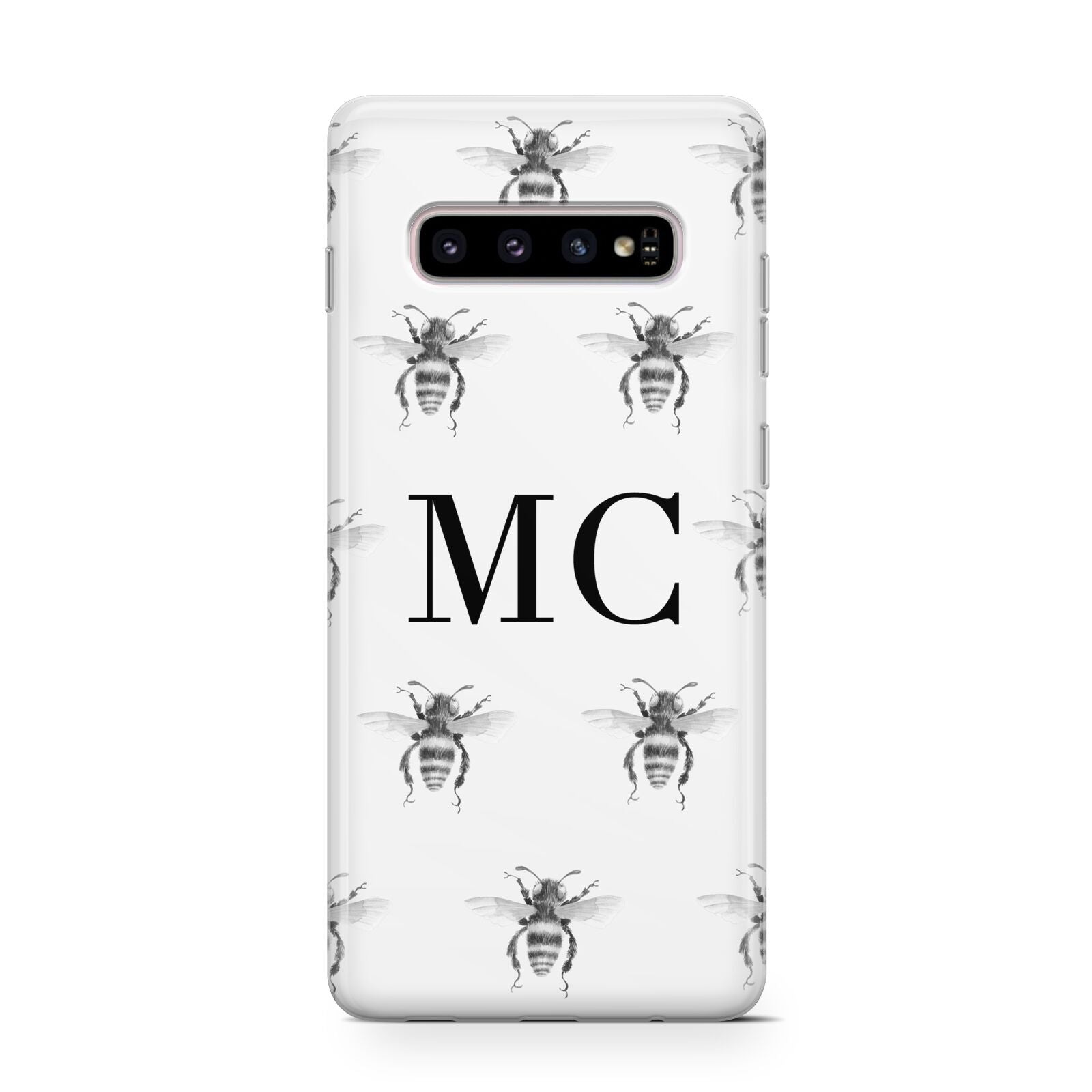 Monochrome Bees with Monogram Protective Samsung Galaxy Case