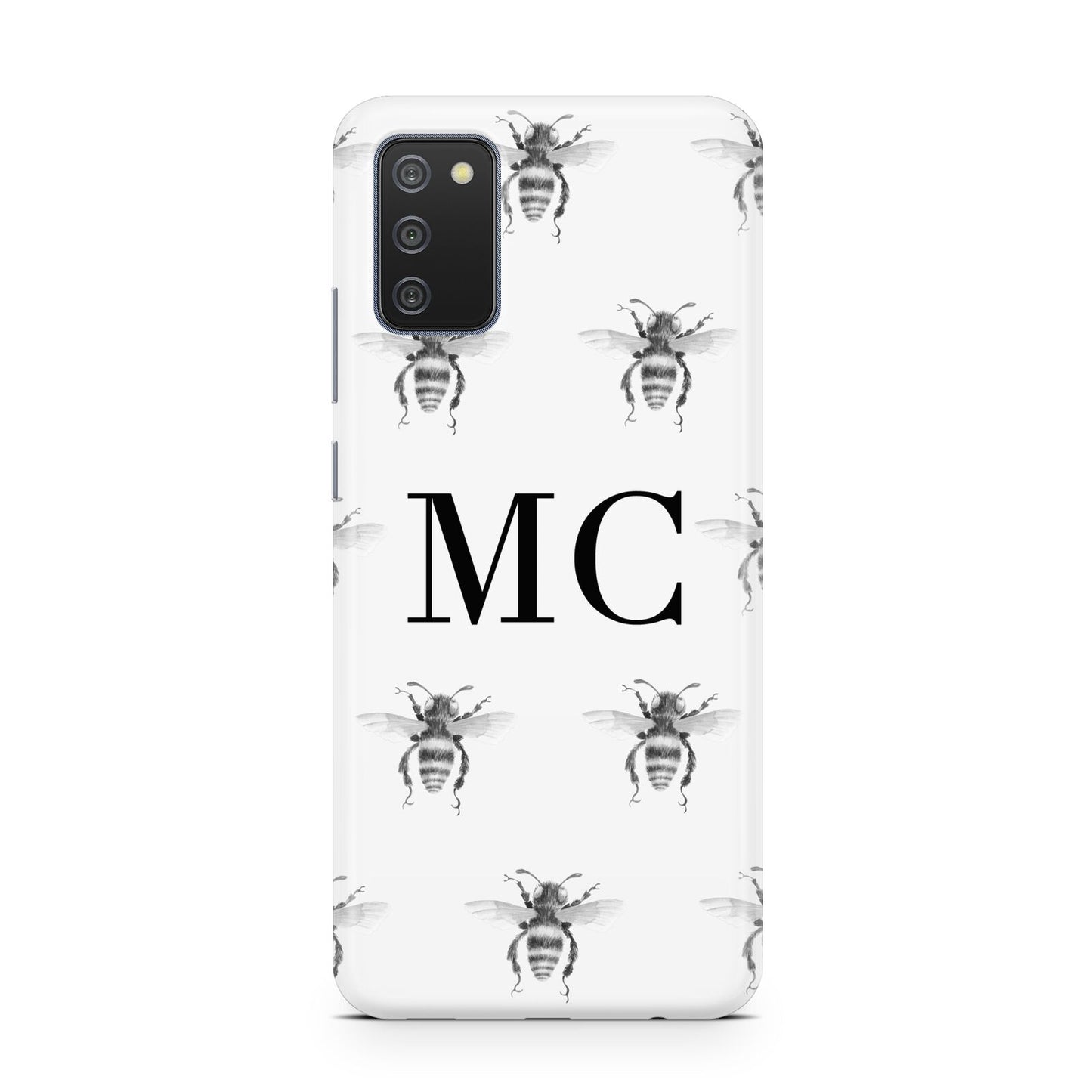 Monochrome Bees with Monogram Samsung A02s Case