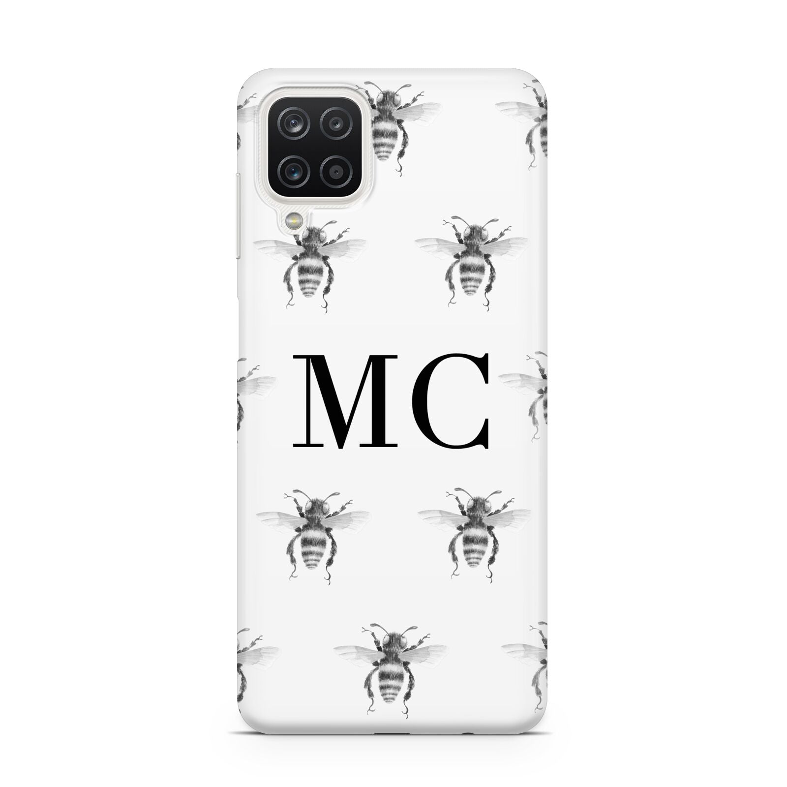 Monochrome Bees with Monogram Samsung A12 Case