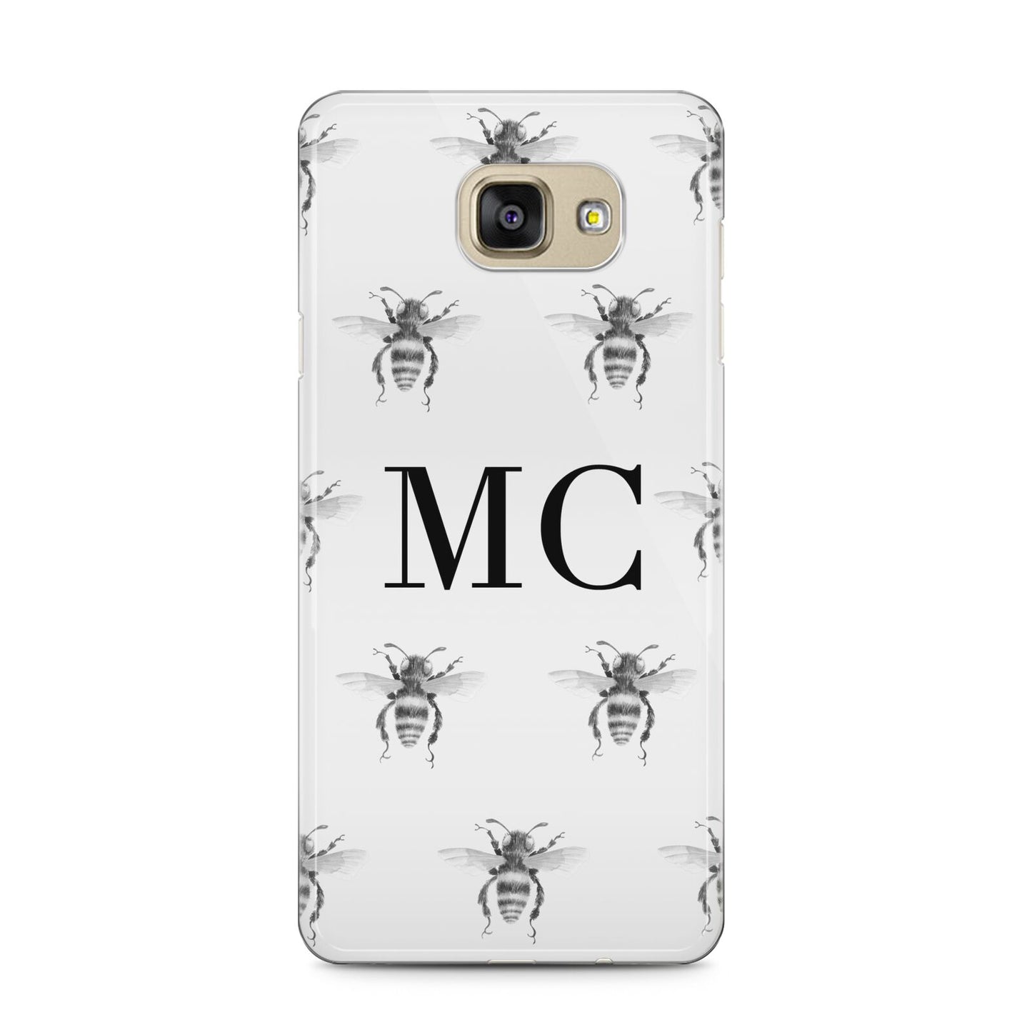 Monochrome Bees with Monogram Samsung Galaxy A5 2016 Case on gold phone