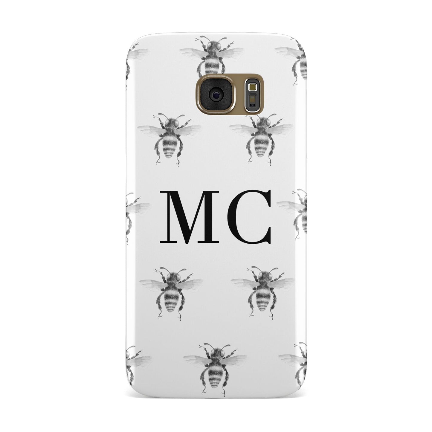 Monochrome Bees with Monogram Samsung Galaxy Case