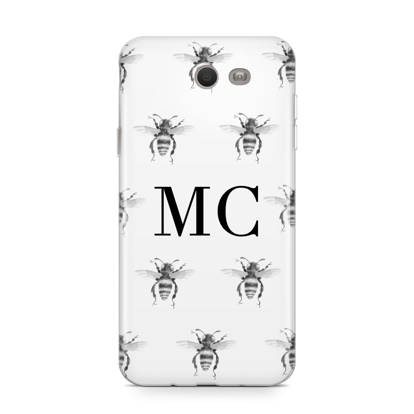 Monochrome Bees with Monogram Samsung Galaxy J7 2017 Case