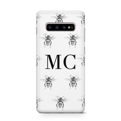 Monochrome Bees with Monogram Samsung Galaxy S10 Case