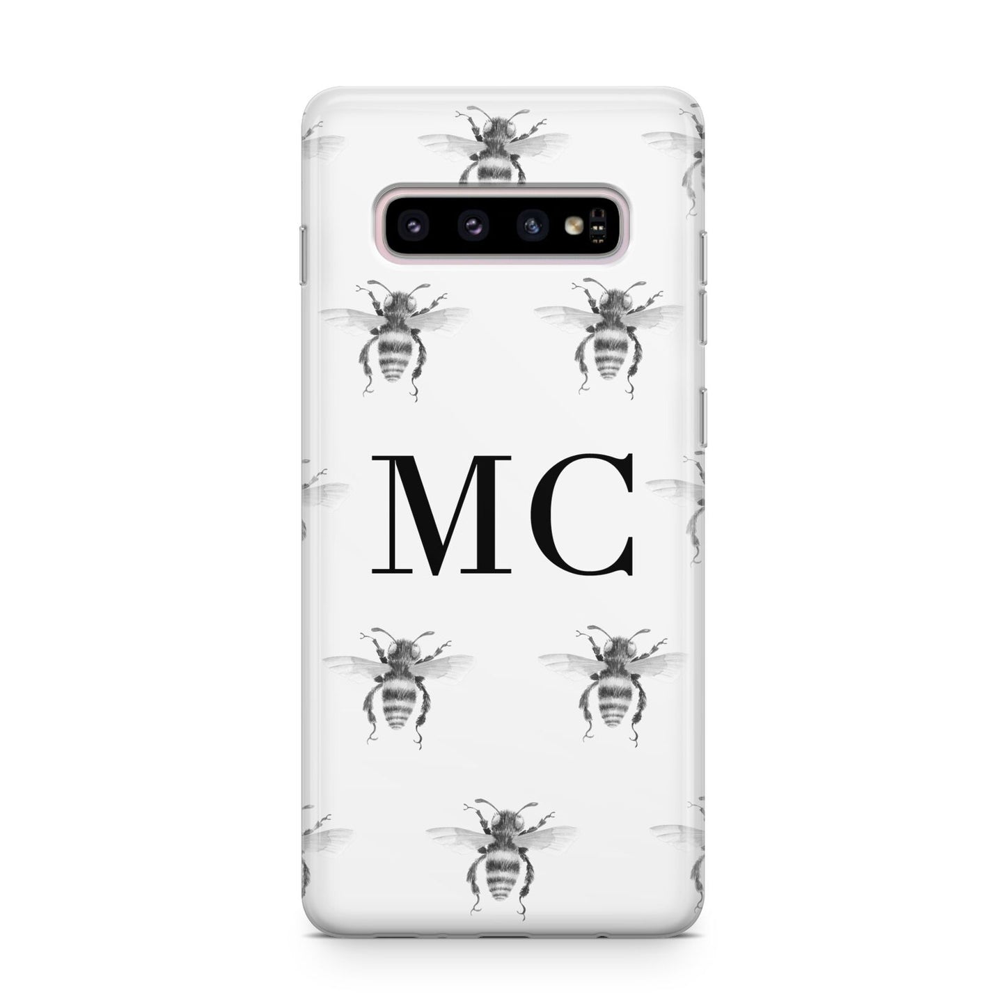 Monochrome Bees with Monogram Samsung Galaxy S10 Plus Case