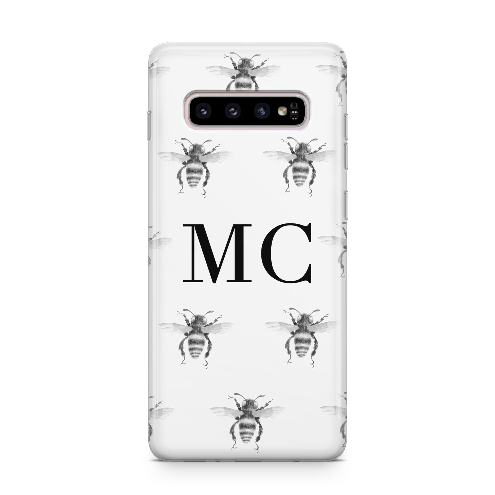 Monochrome Bees with Monogram Samsung Galaxy S10 Plus Case