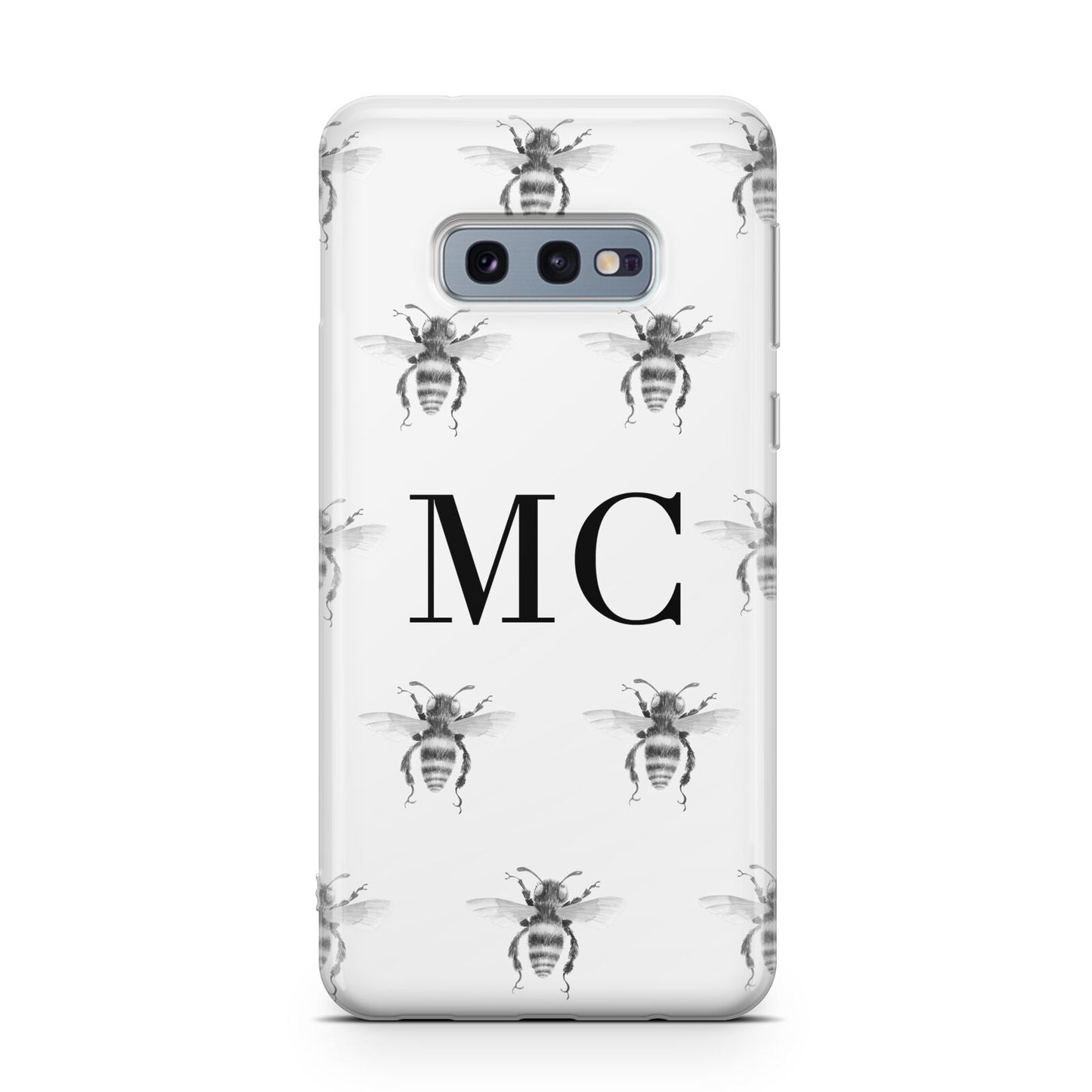 Monochrome Bees with Monogram Samsung Galaxy S10E Case