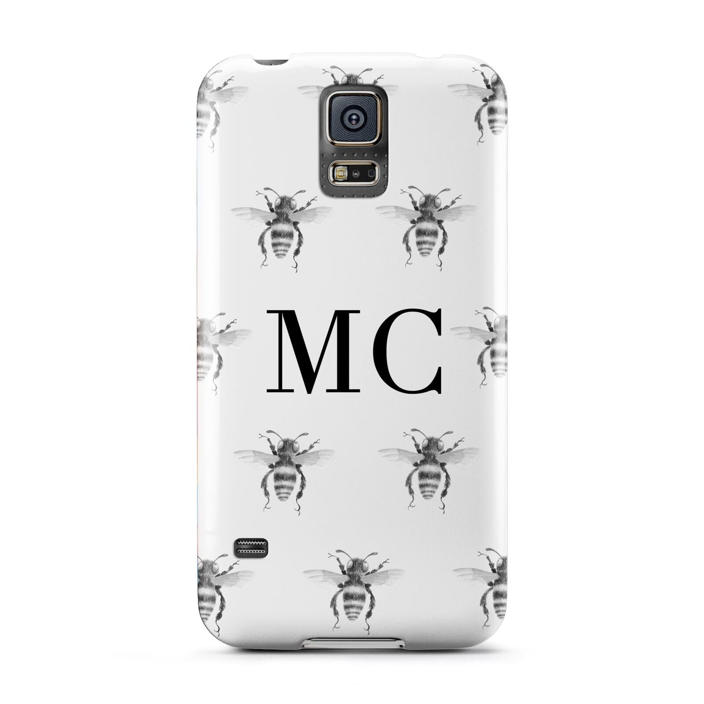 Monochrome Bees with Monogram Samsung Galaxy S5 Case