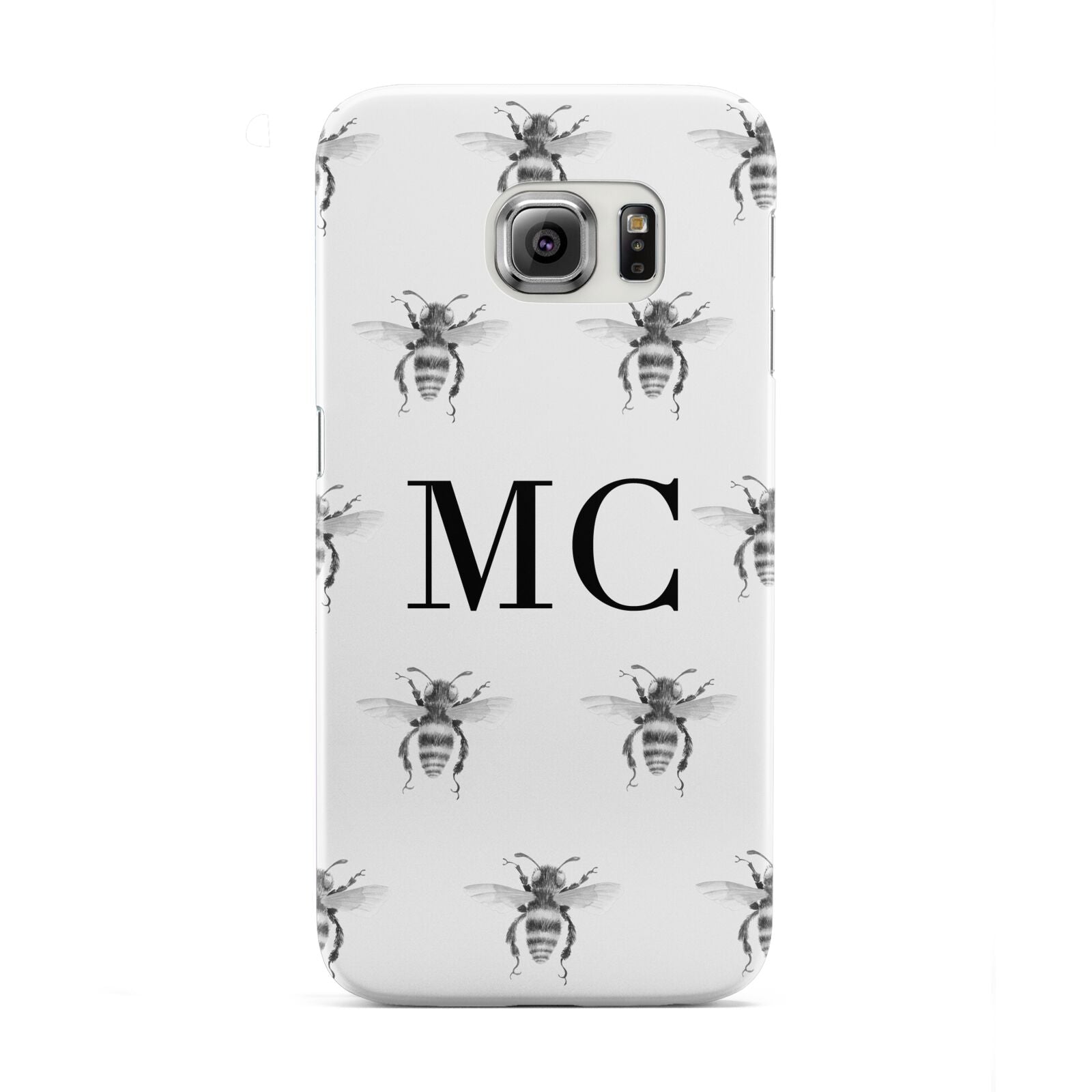 Monochrome Bees with Monogram Samsung Galaxy S6 Edge Case