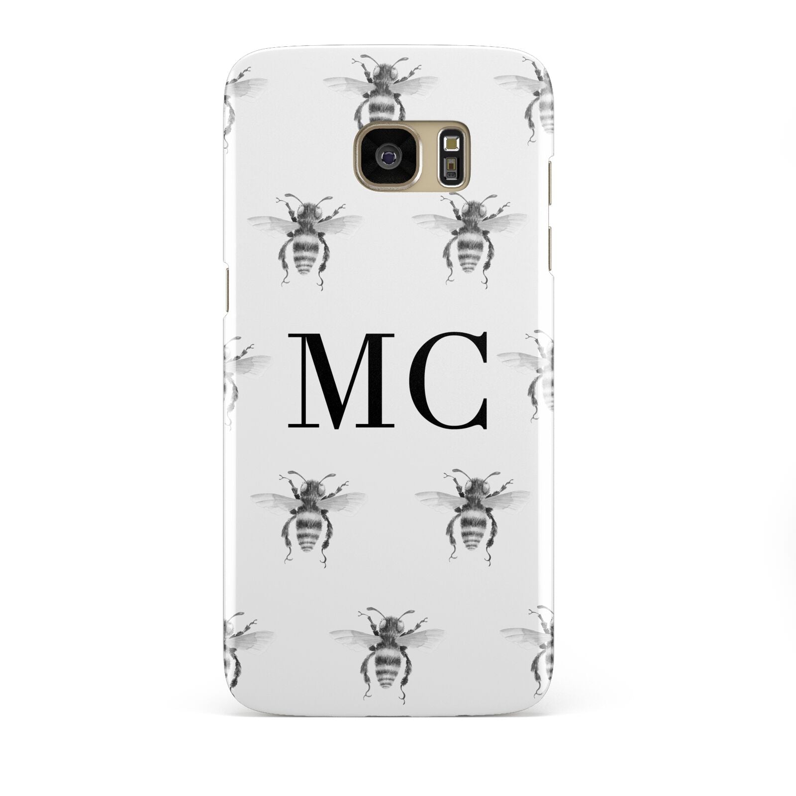 Monochrome Bees with Monogram Samsung Galaxy S7 Edge Case