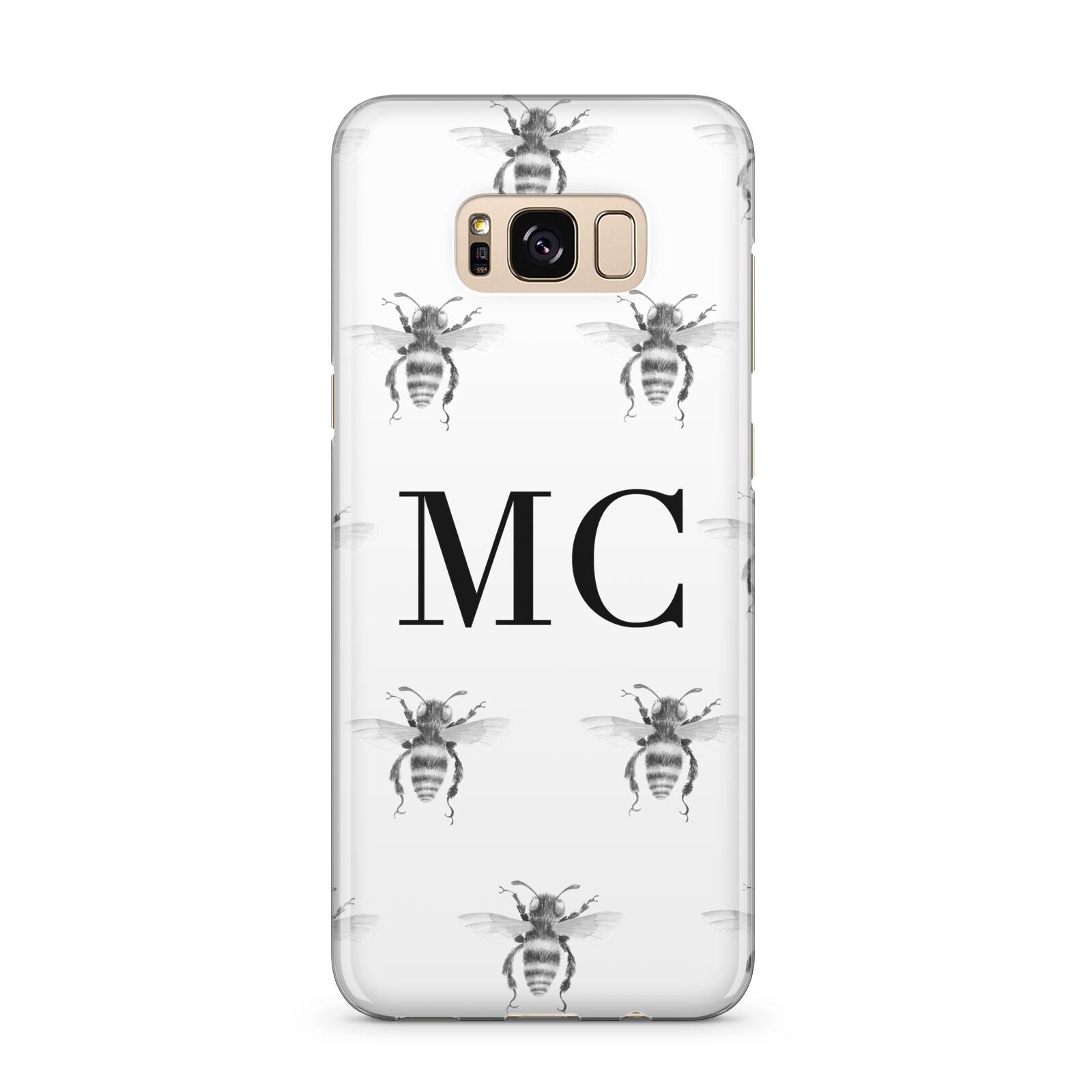 Monochrome Bees with Monogram Samsung Galaxy S8 Plus Case