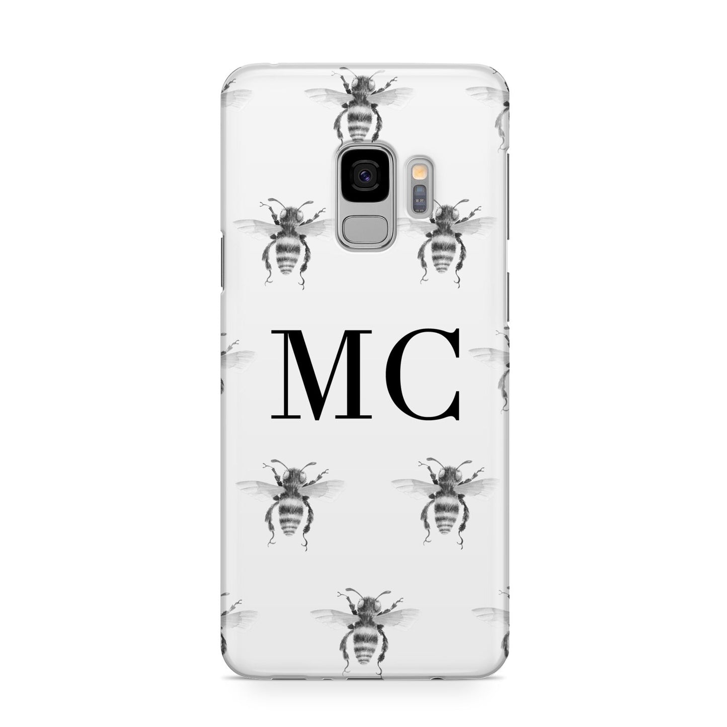 Monochrome Bees with Monogram Samsung Galaxy S9 Case