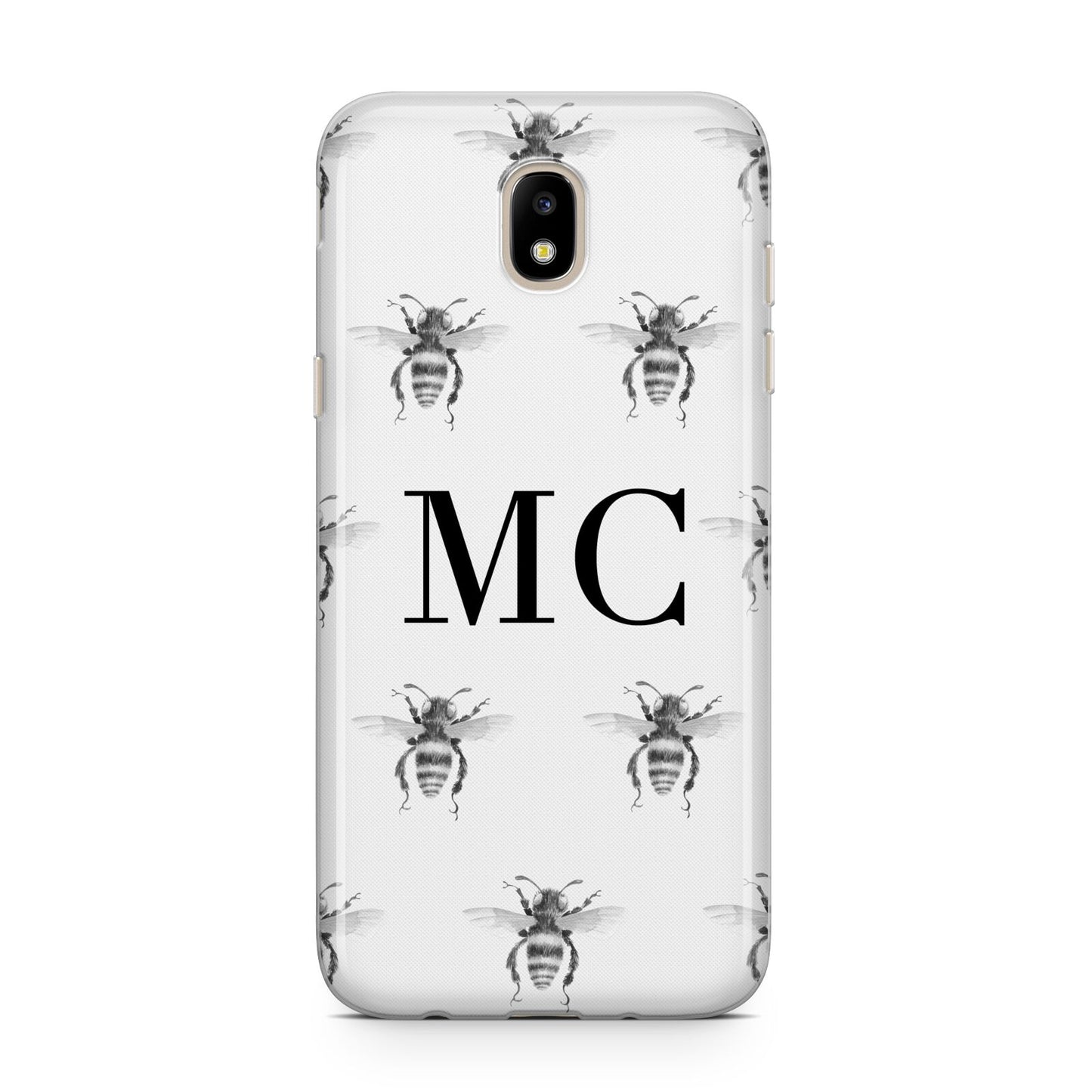 Monochrome Bees with Monogram Samsung J5 2017 Case