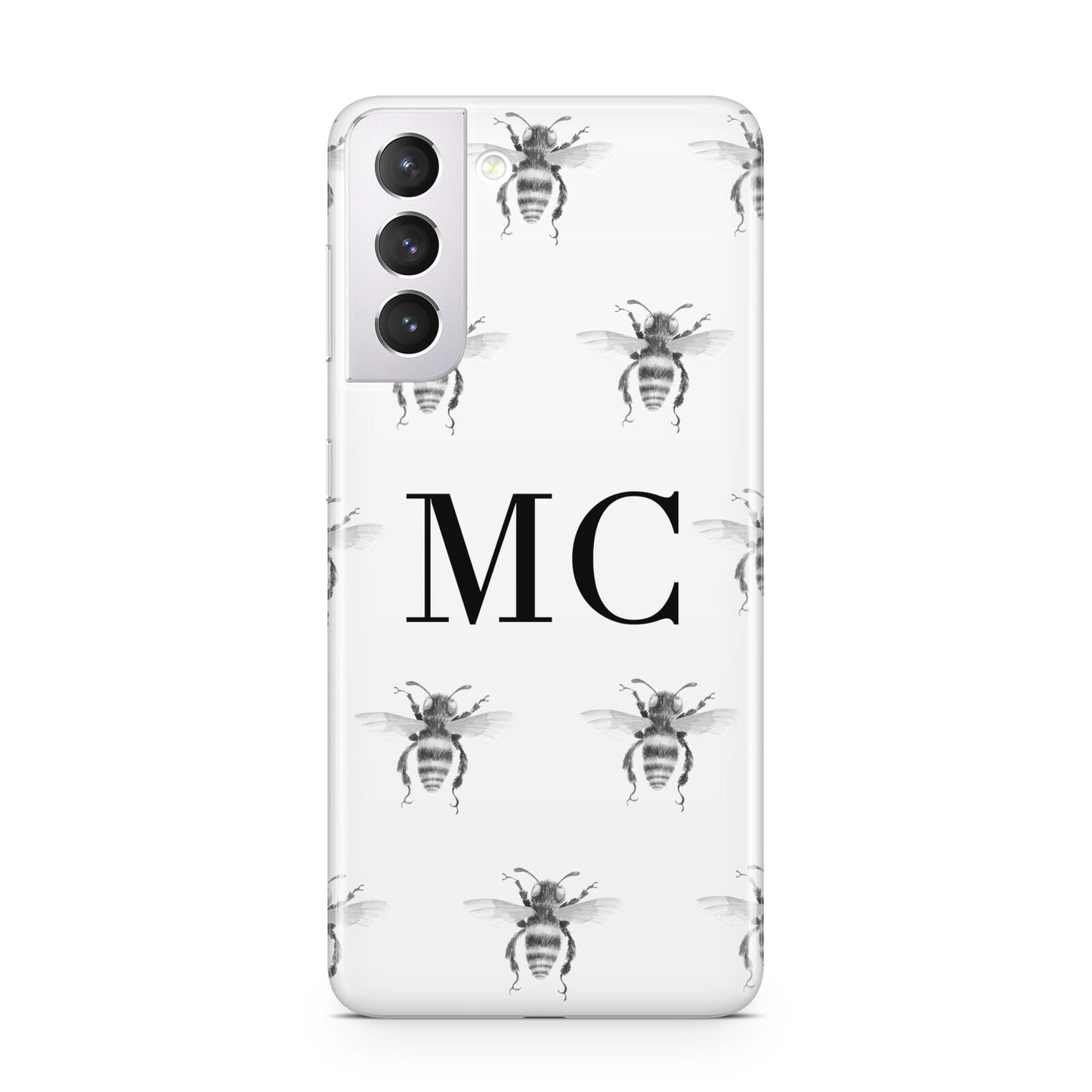 Monochrome Bees with Monogram Samsung S21 Case