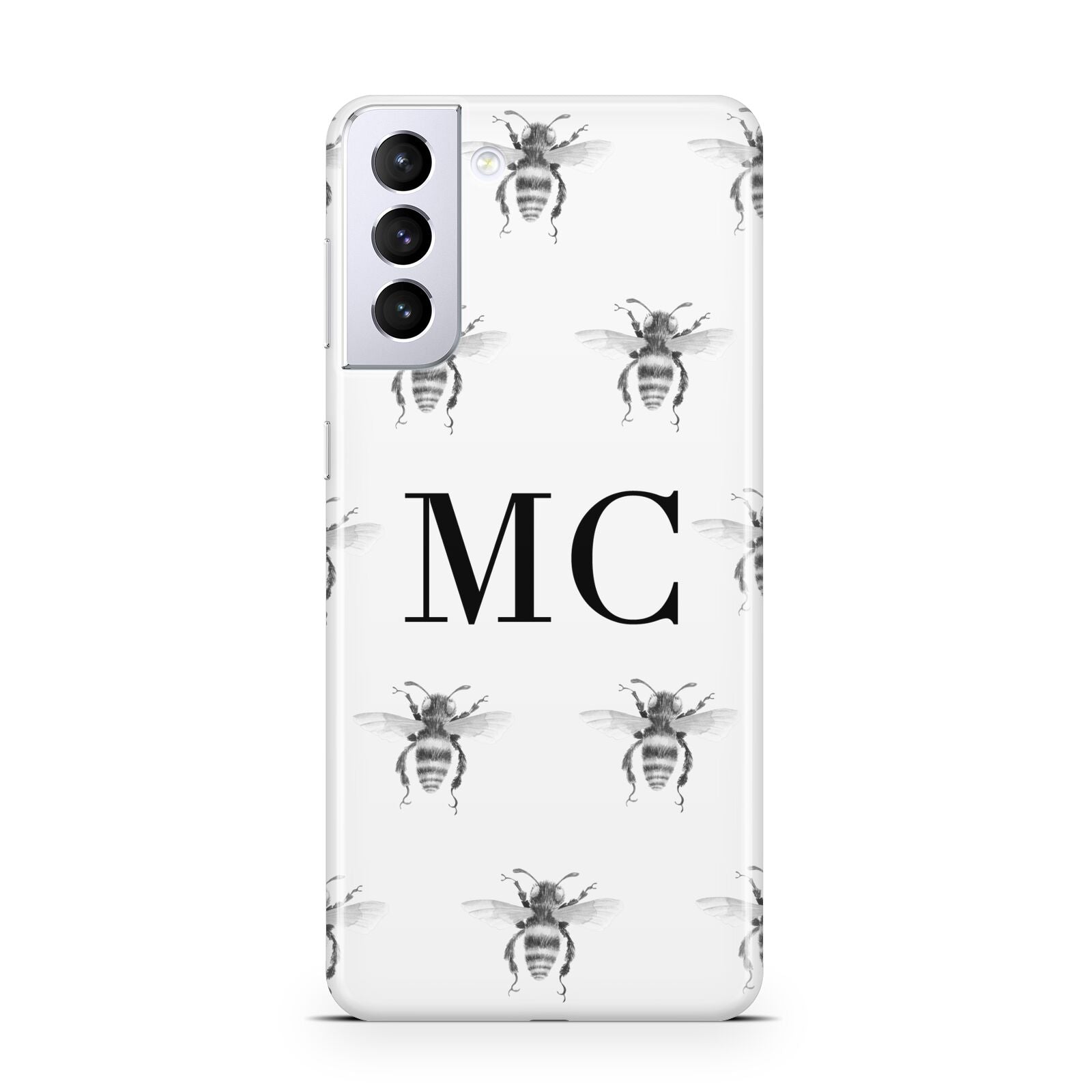 Monochrome Bees with Monogram Samsung S21 Plus Case