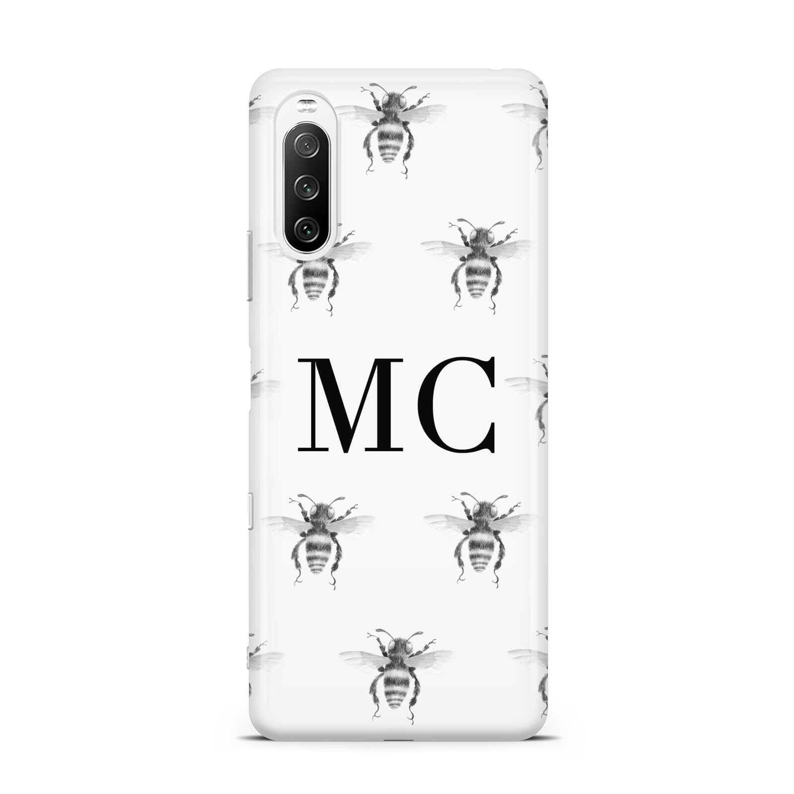 Monochrome Bees with Monogram Sony Xperia 10 III Case