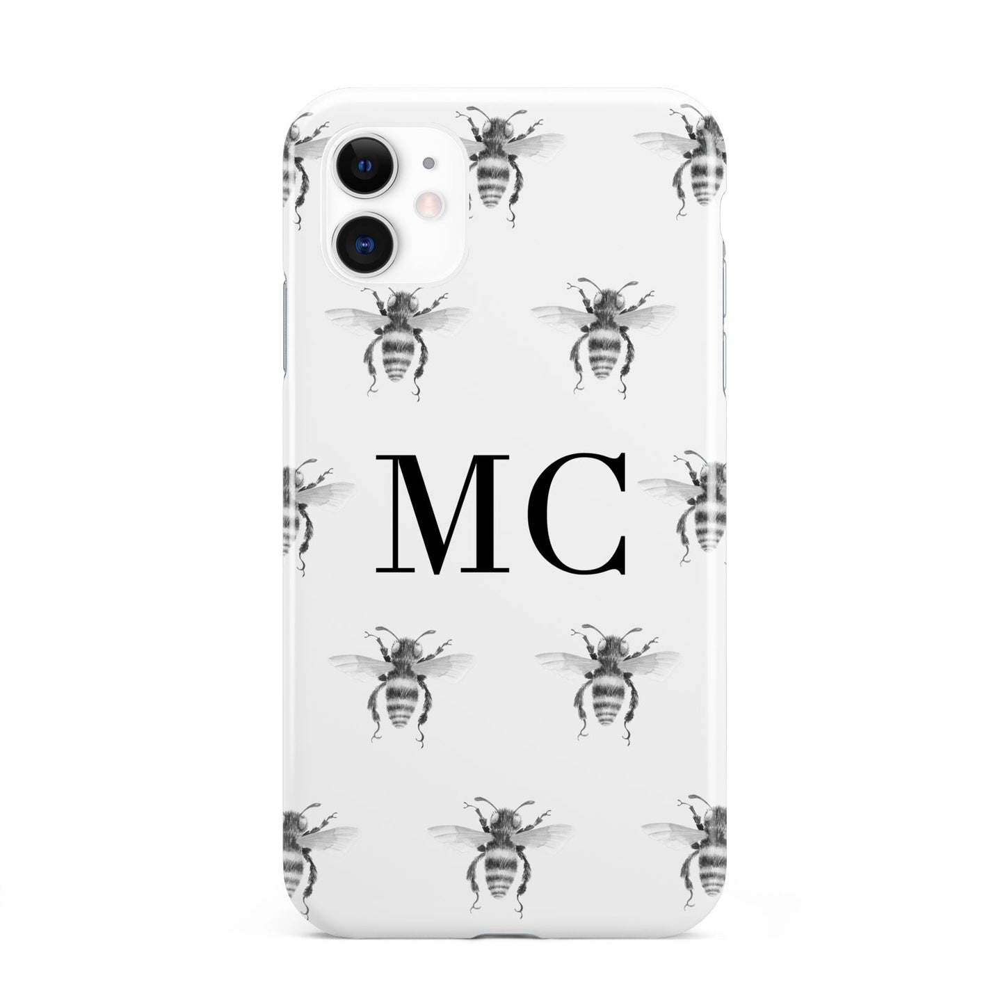 Monochrome Bees with Monogram iPhone 11 3D Tough Case