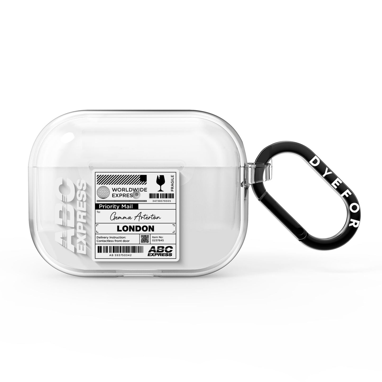 Monochrome Courier Label with Name AirPods Pro Clear Case