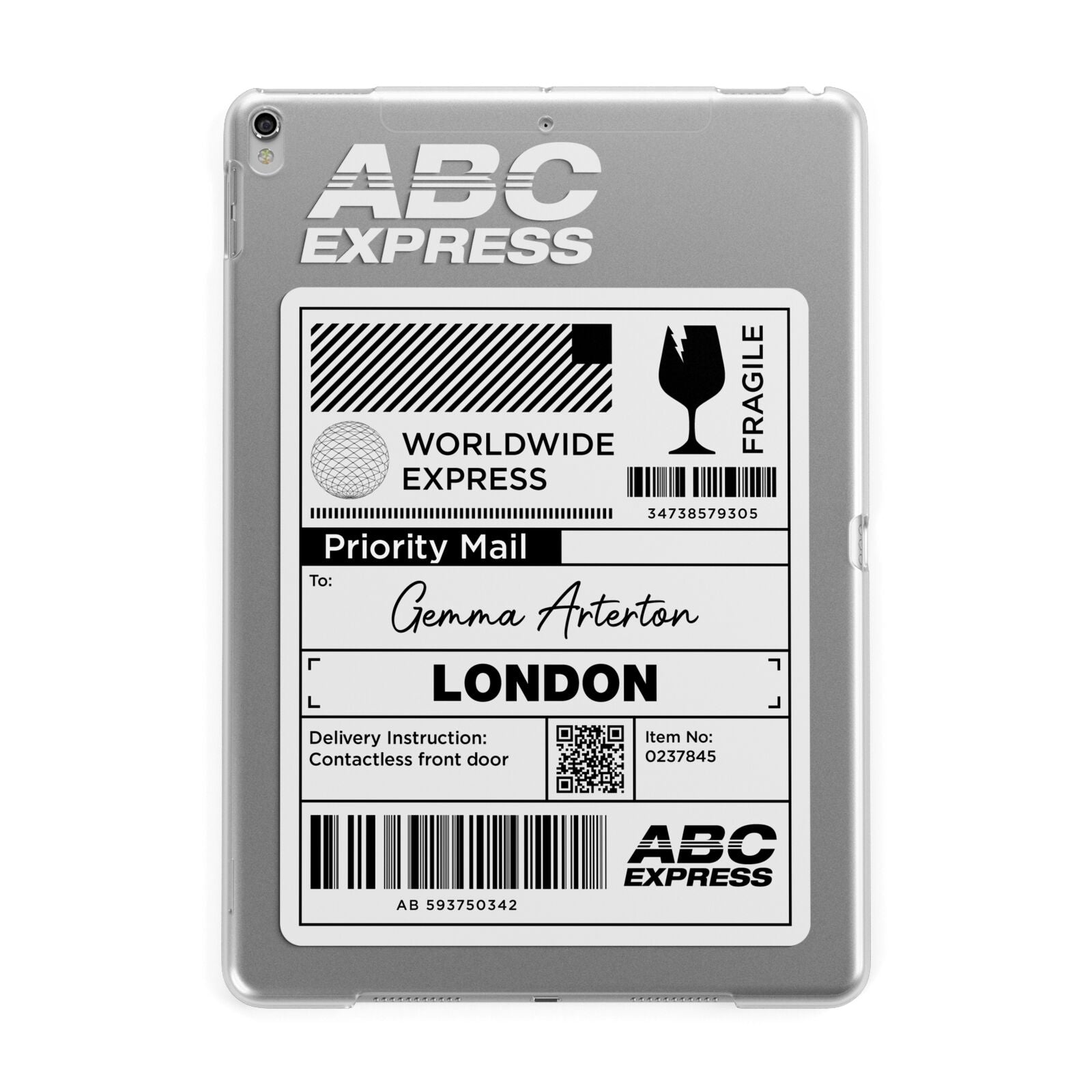 Monochrome Courier Label with Name Apple iPad Silver Case