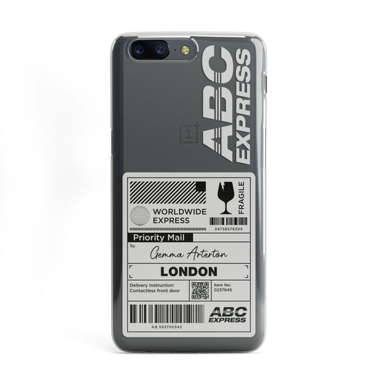 Monochrome Courier Label with Name OnePlus Case