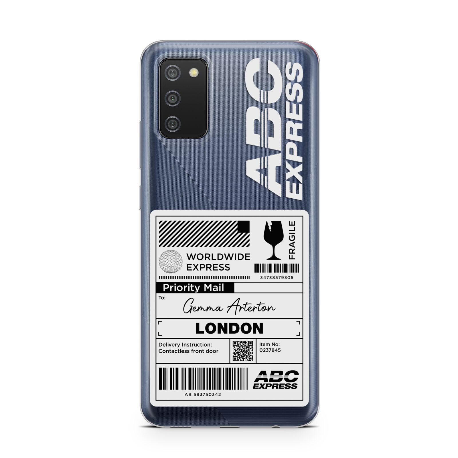 Monochrome Courier Label with Name Samsung A02s Case