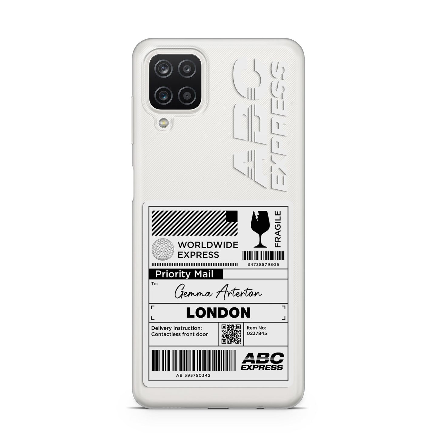 Monochrome Courier Label with Name Samsung A12 Case