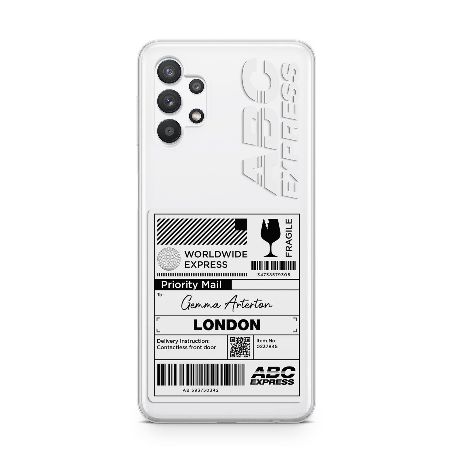 Monochrome Courier Label with Name Samsung A32 5G Case