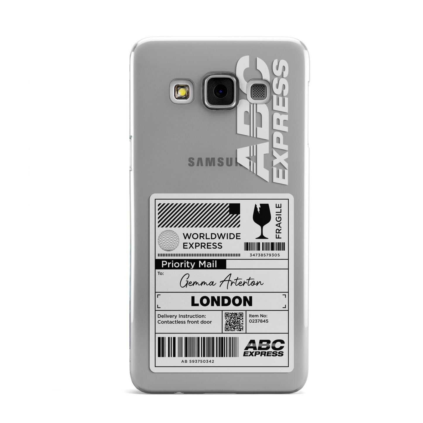 Monochrome Courier Label with Name Samsung Galaxy A3 Case