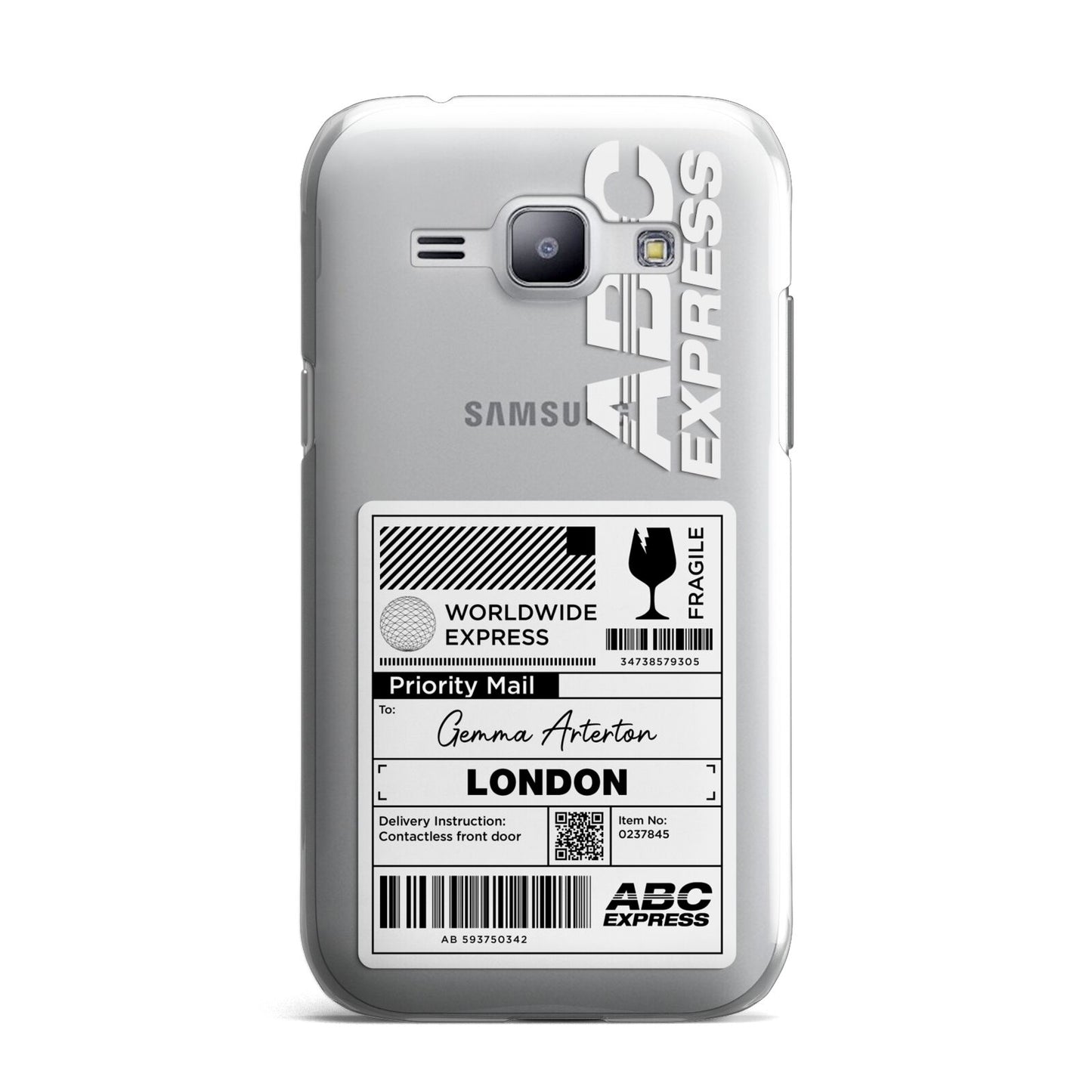 Monochrome Courier Label with Name Samsung Galaxy J1 2015 Case