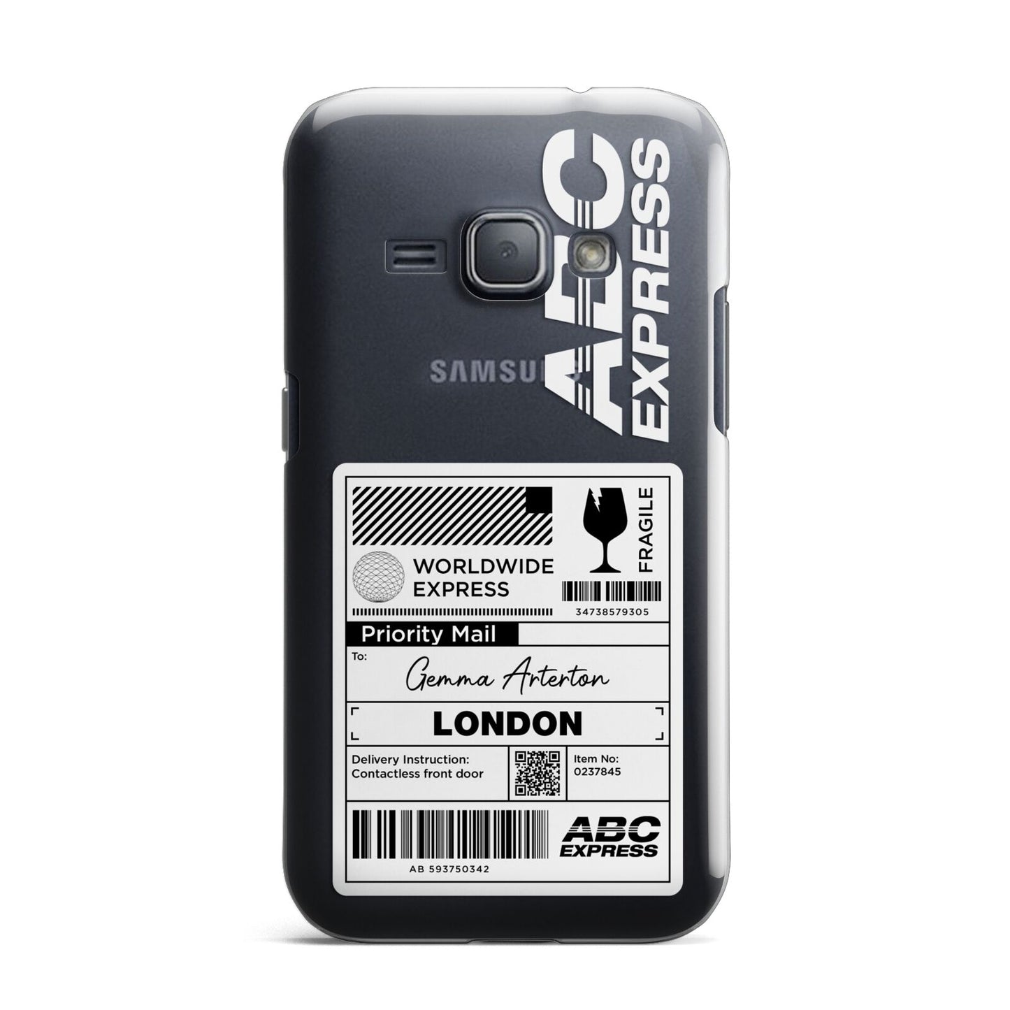 Monochrome Courier Label with Name Samsung Galaxy J1 2016 Case