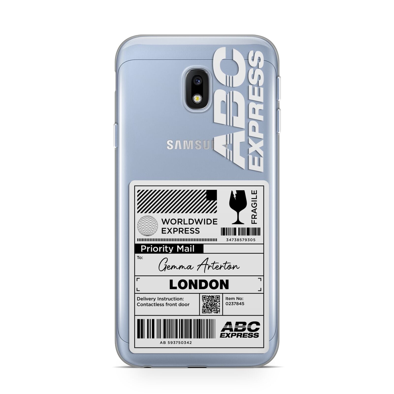 Monochrome Courier Label with Name Samsung Galaxy J3 2017 Case