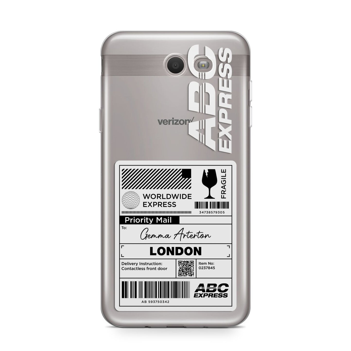 Monochrome Courier Label with Name Samsung Galaxy J7 2017 Case