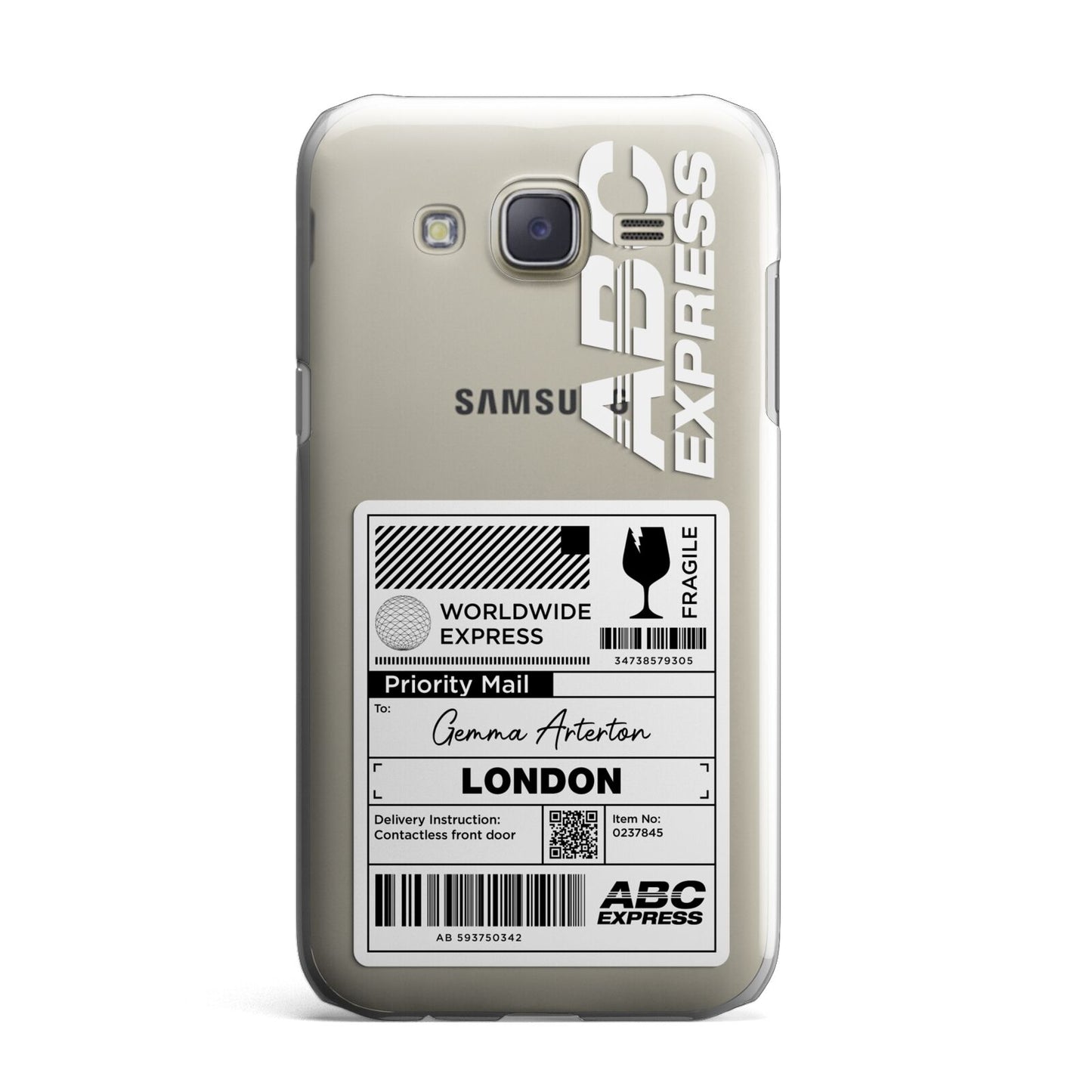 Monochrome Courier Label with Name Samsung Galaxy J7 Case