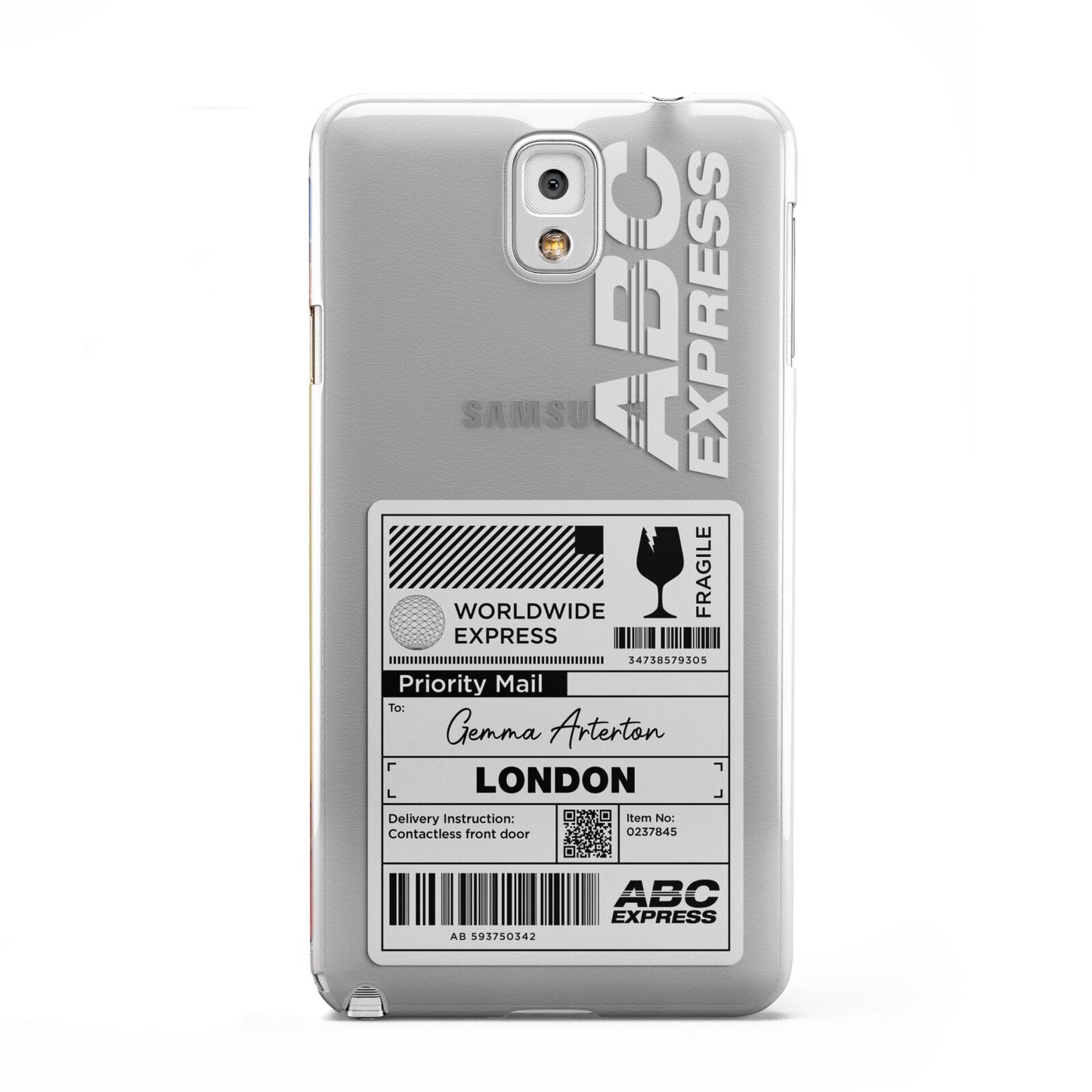 Monochrome Courier Label with Name Samsung Galaxy Note 3 Case