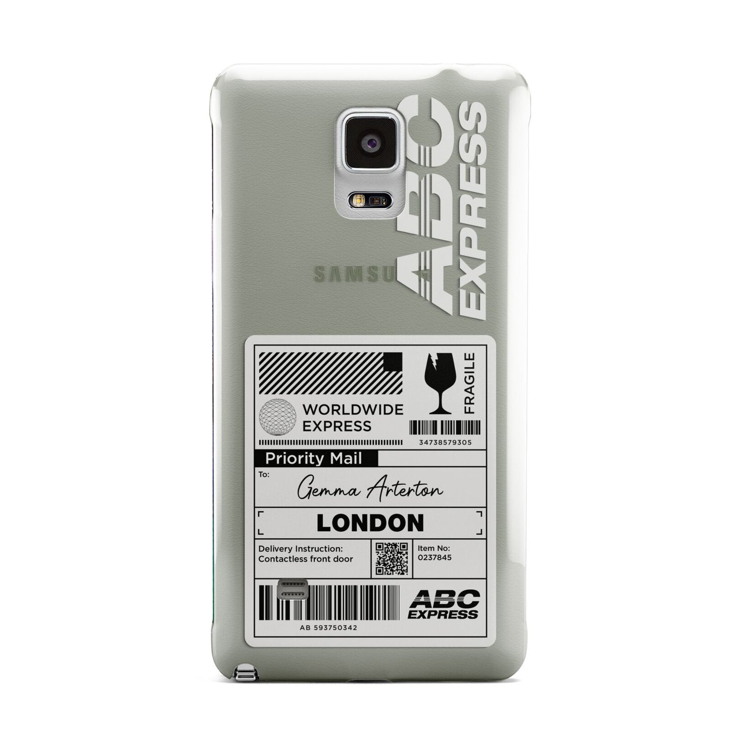 Monochrome Courier Label with Name Samsung Galaxy Note 4 Case