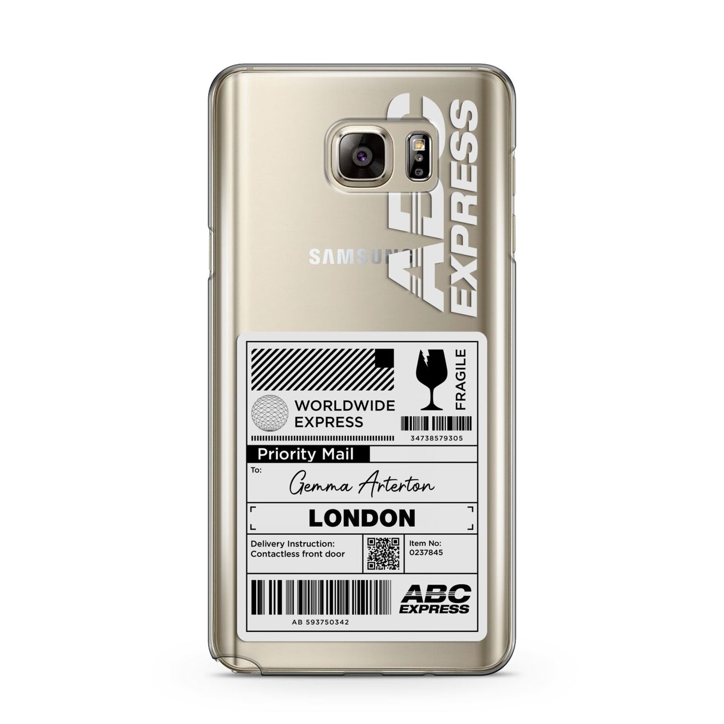 Monochrome Courier Label with Name Samsung Galaxy Note 5 Case