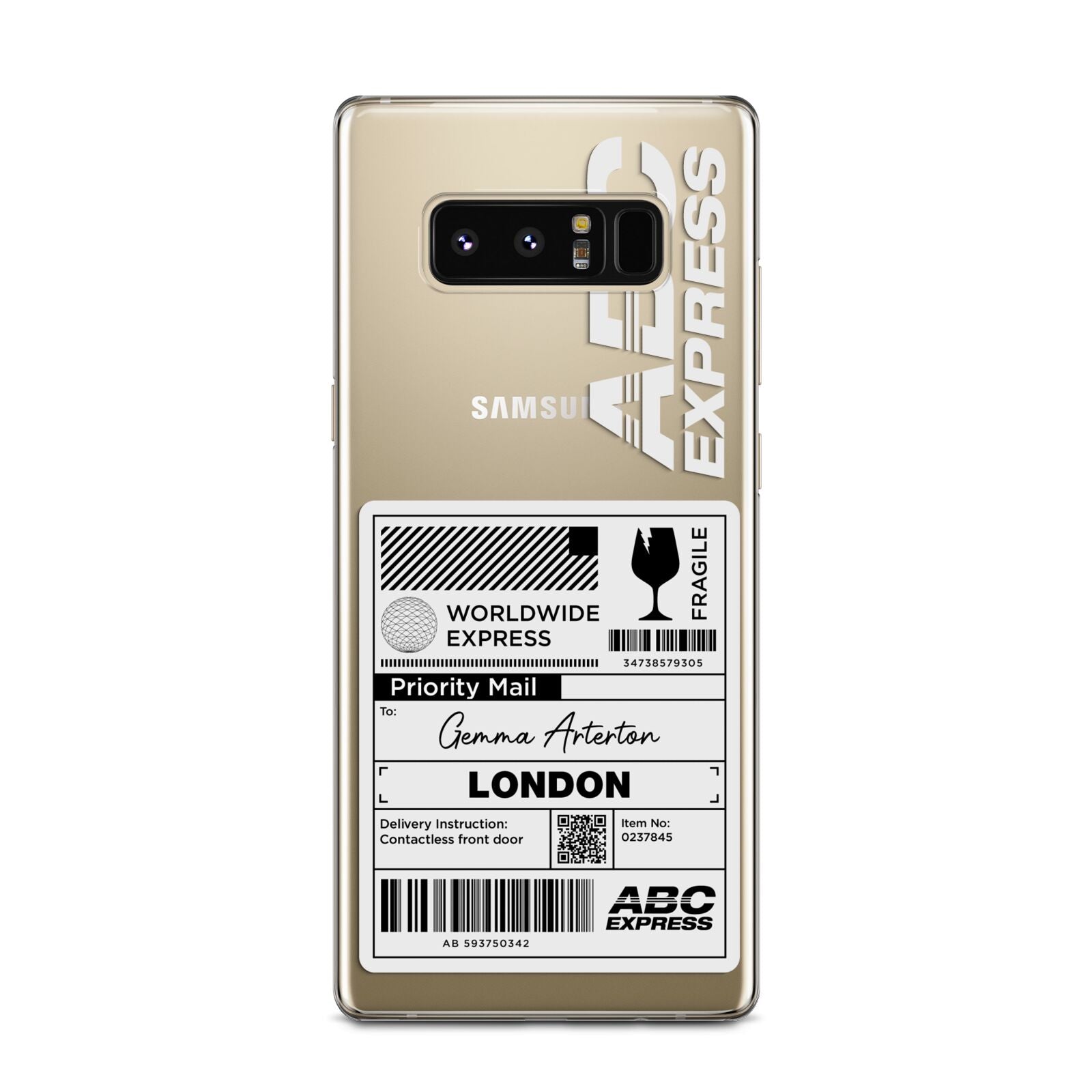 Monochrome Courier Label with Name Samsung Galaxy Note 8 Case