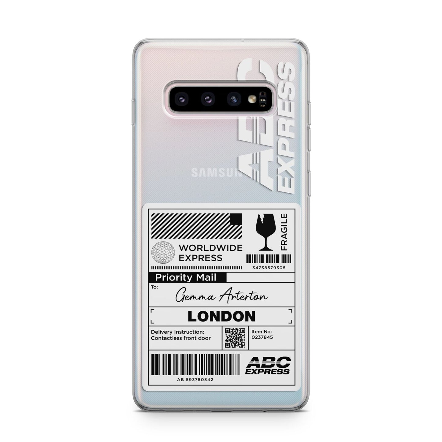 Monochrome Courier Label with Name Samsung Galaxy S10 Plus Case