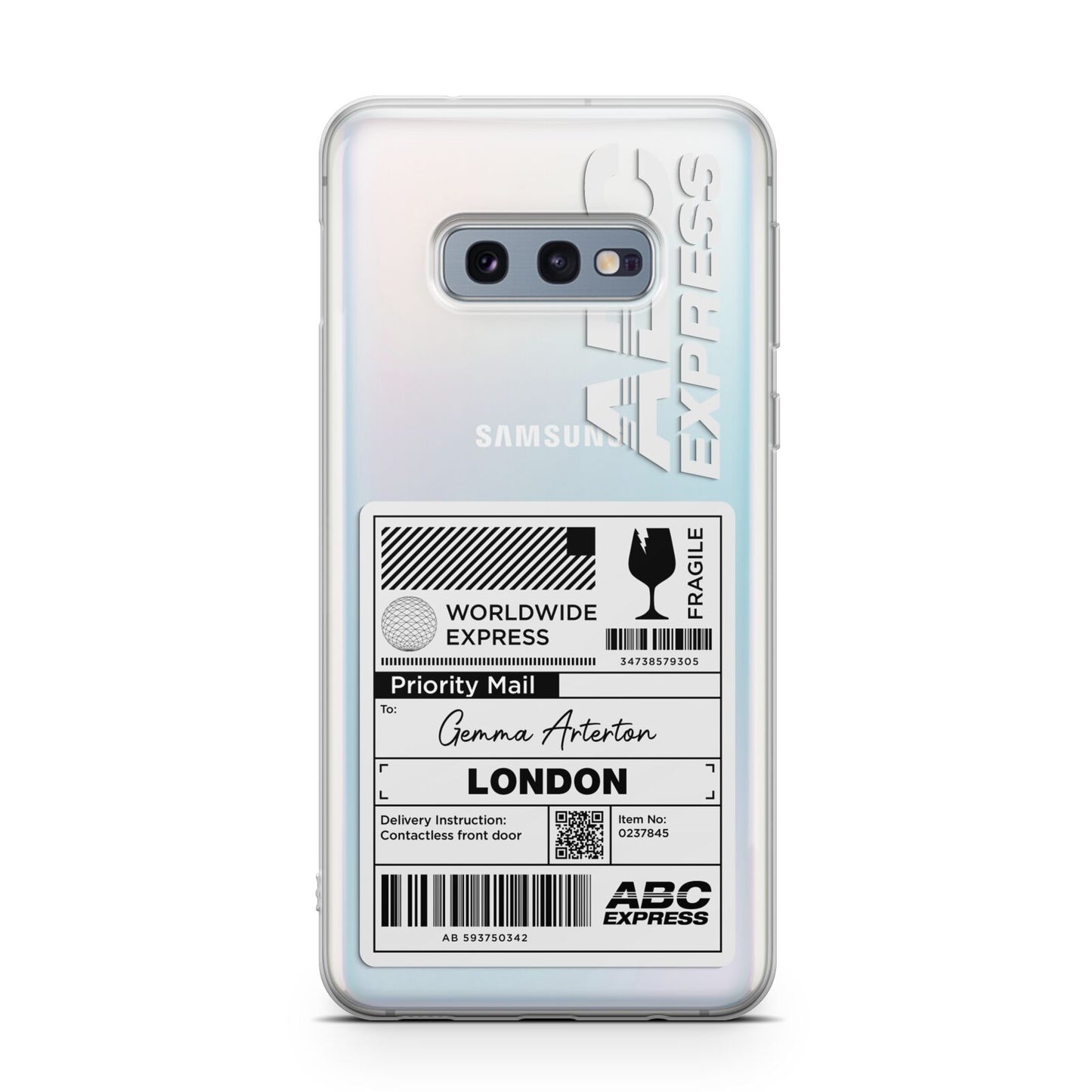 Monochrome Courier Label with Name Samsung Galaxy S10E Case