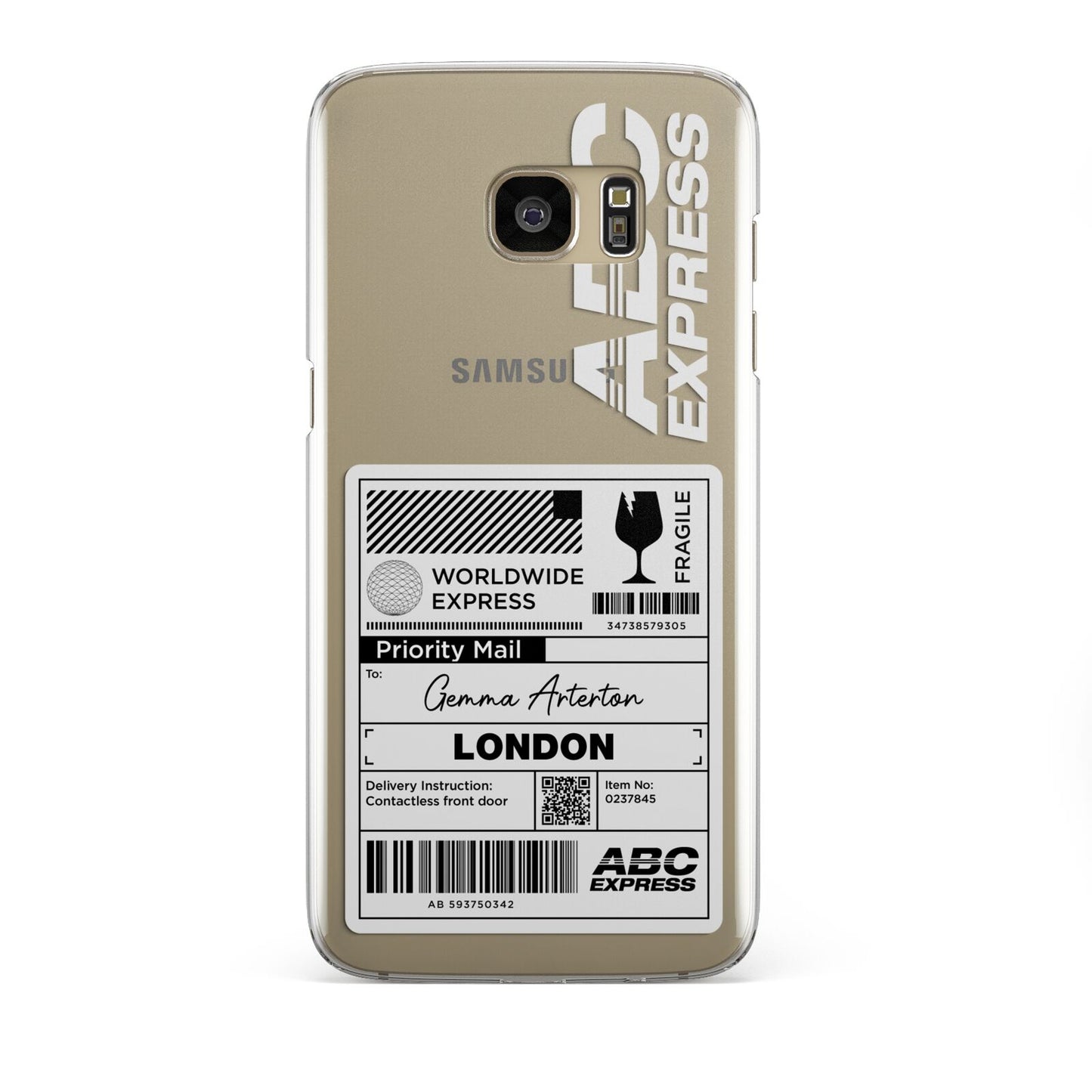 Monochrome Courier Label with Name Samsung Galaxy S7 Edge Case