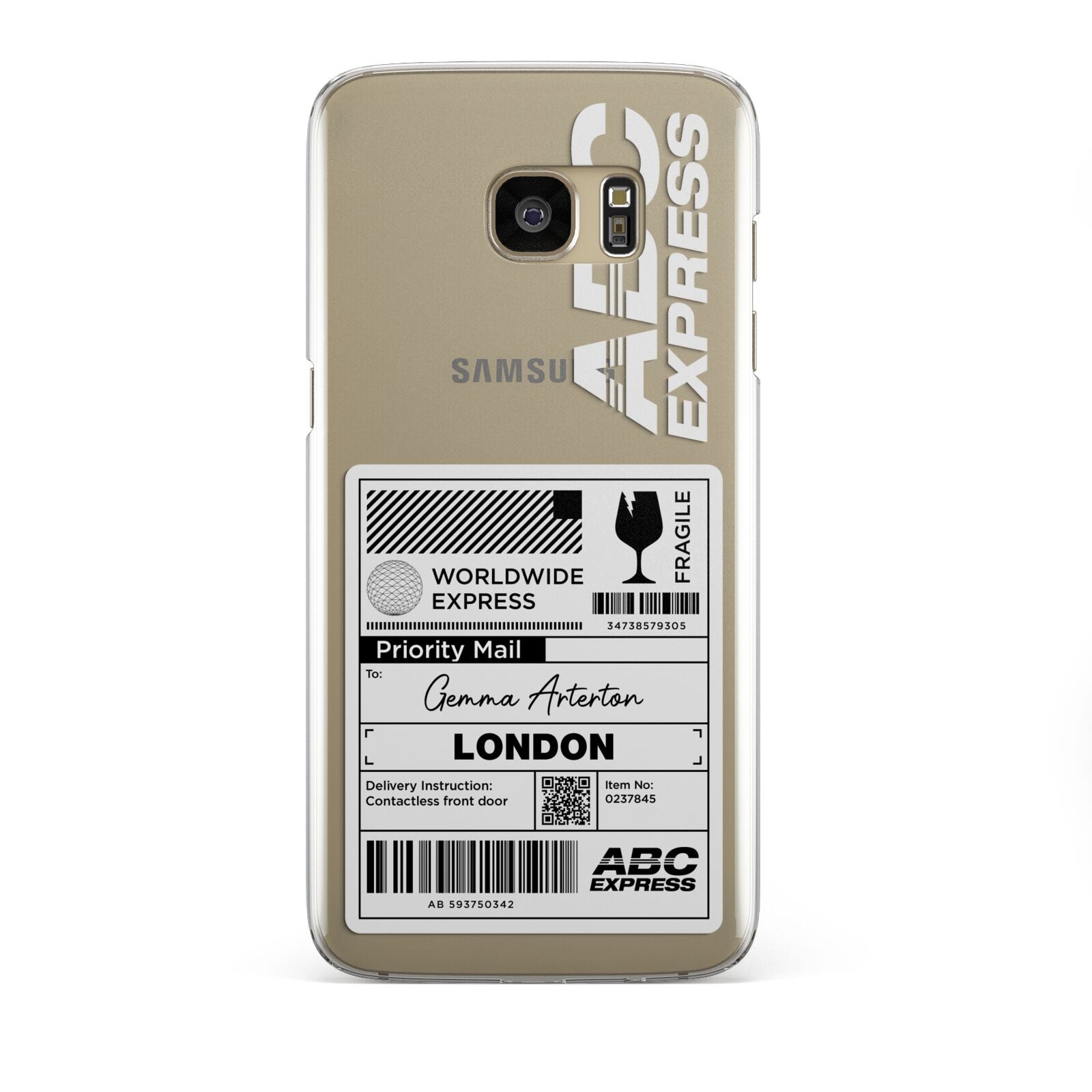 Monochrome Courier Label with Name Samsung Galaxy S7 Edge Case