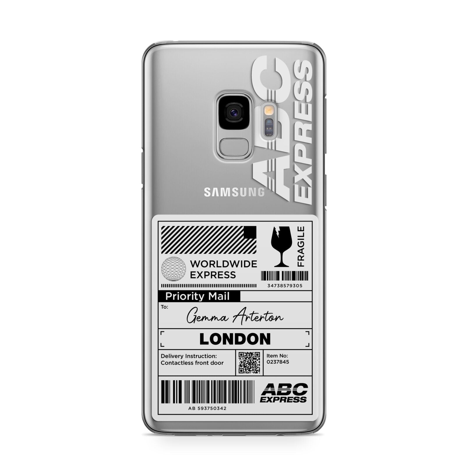 Monochrome Courier Label with Name Samsung Galaxy S9 Case