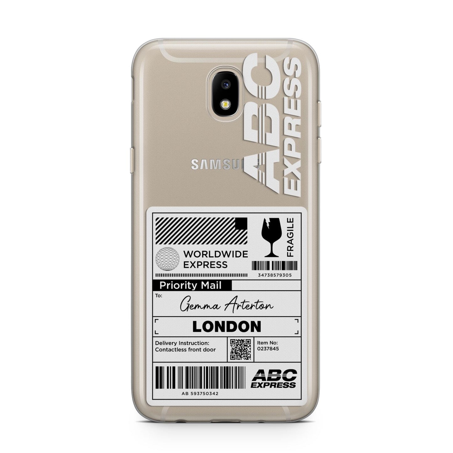 Monochrome Courier Label with Name Samsung J5 2017 Case