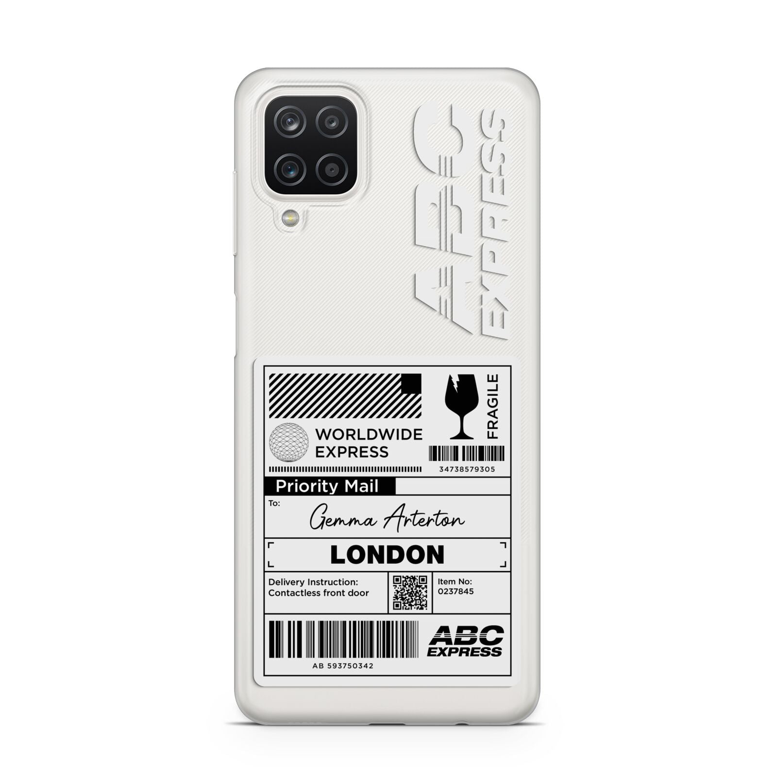 Monochrome Courier Label with Name Samsung M12 Case