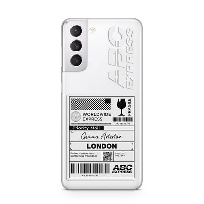 Monochrome Courier Label with Name Samsung S21 Case