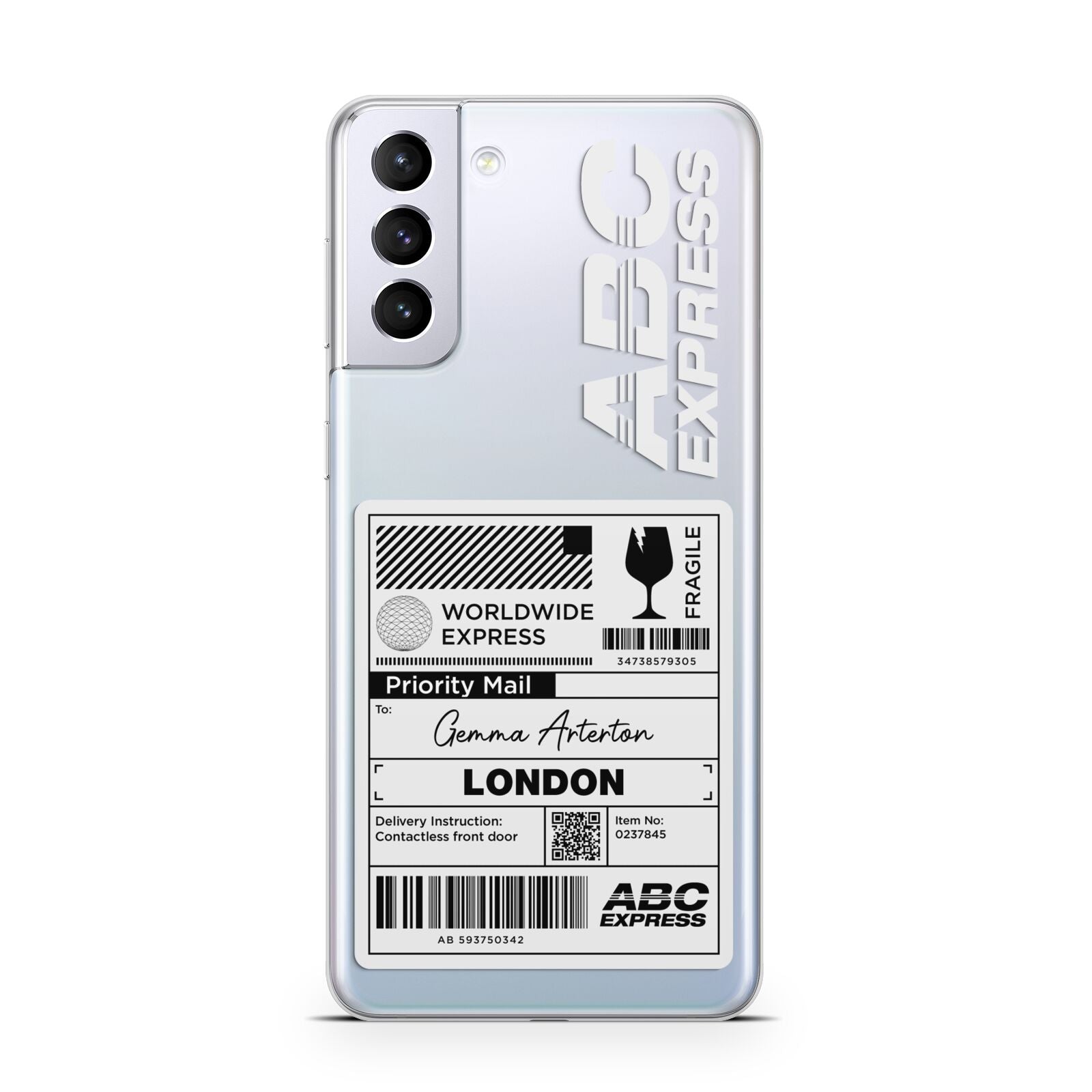 Monochrome Courier Label with Name Samsung S21 Plus Case