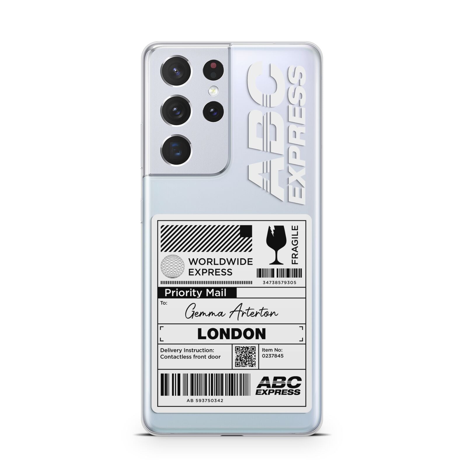 Monochrome Courier Label with Name Samsung S21 Ultra Case